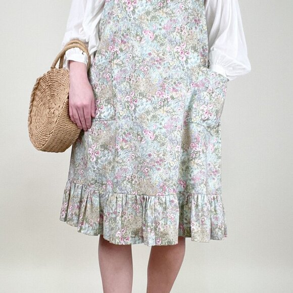 Vintage Handmade Floral Garden Girl Pinafore Midi Dress Grandmacore Cottagecore - Picture 3 of 8